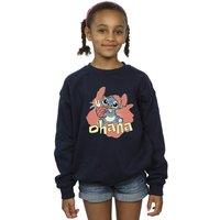 Disney Girl's Lilo & Stitch Ohana Pineapple Sweatshirt in Navy | Size: 3-4 Years