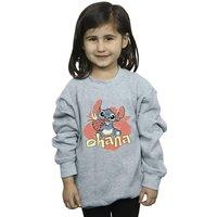 Disney Girl's Lilo & Stitch Ohana Pineapple Sweatshirt in Grey | Size: 3-4 Years