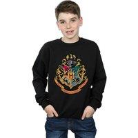 Harry Potter Boy's Hogwarts Crest Gold Ink Sweatshirt in Black | Size: 5-6 Years