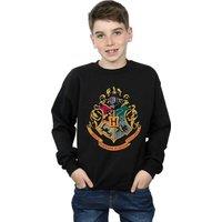 Harry Potter Boy's Hogwarts Crest Gold Ink Sweatshirt in Black | Size: 9 Years