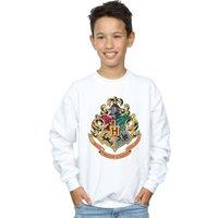 Harry Potter Boy's Hogwarts Crest Gold Ink Sweatshirt in White | Size: 7-8 Years