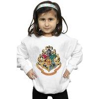 Harry Potter Girl's Hogwarts Crest Gold Ink Sweatshirt in White | Size: 5-6 Years