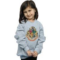 Harry Potter Girl's Hogwarts Crest Gold Ink Sweatshirt in Grey | Size: 5-6 Years