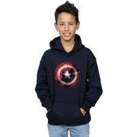 Marvel Boy's Avengers Captain America Art Shield Hoodie in Navy | Size: 5-6 Years