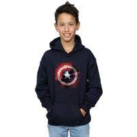Marvel Boy's Avengers Captain America Art Shield Hoodie in Navy | Size: 9 Years