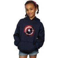 Marvel Girl's Avengers Captain America Art Shield Hoodie in Navy | Size: 9 Years