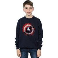 Marvel Boy's Avengers Captain America Art Shield Sweatshirt in Navy | Size: 9 Years