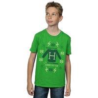 Harry Potter Boy's Christmas Knit T-Shirt in Green | Size: 9 Years