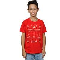 Harry Potter Boy's Christmas Pattern T-Shirt in Red | Size: 5-6 Years
