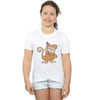 Disney Girl's Aladdin Classic Angry Abu Cotton T-Shirt in White | Size: 5-6 Years