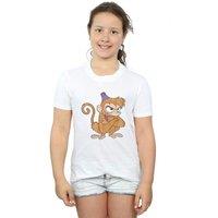 Disney Girl's Aladdin Classic Angry Abu Cotton T-Shirt in White | Size: 12-13 Years