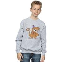 Disney Boy's Aladdin Classic Angry Abu Sweatshirt in Grey | Size: 9 Years