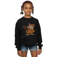 Disney Girl's Aladdin Classic Angry Abu Sweatshirt in Black | Size: 7-8 Years