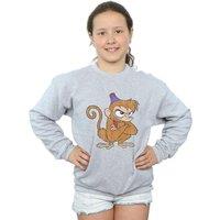 Disney Girl's Aladdin Classic Angry Abu Sweatshirt in Grey | Size: 5-6 Years