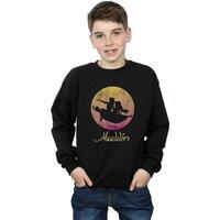 Disney Boy's Aladdin Flying Sunset Sweatshirt in Black | Size: 12-13 Years
