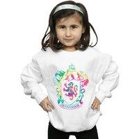 Harry Potter Girl's Gryffindor Crest Tie Dye Infill Sweatshirt in White | Size: 9 Years