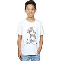 Disney Boy's Mickey Mouse Sketch Kick T-Shirt in White | Size: 12-13 Years