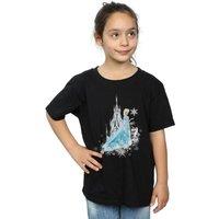 Disney Girl's Frozen Elsa & Olaf Winter Magic Cotton T-Shirt in Black | Size: 5-6 Years