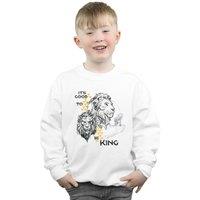 Disney Boy's The Lion King Movie Its Good To Be King Sweatshirt in White | Size: 5-6 Years
