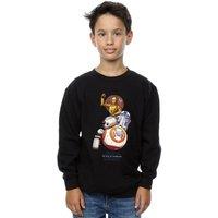 Disney Boy's Star Wars The Rise Of Skywalker Droids Illustration Sweatshirt in Black | Size: 3-4 Years