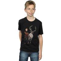 Disney Boy's Frozen 2 Sven & Kristoff T-Shirt in Black | Size: 5-6 Years