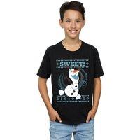 Disney Boy's Frozen Olaf Sweet Christmas T-Shirt in Black | Size: 3-4 Years