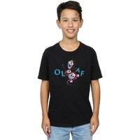 Disney Boy's Frozen 2 Olaf Leaf Jump T-Shirt in Black | Size: 9 Years