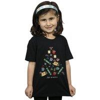 Friends Girl's Christmas Tree Cotton T-Shirt in Black | Size: 3-4 Years
