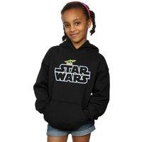 Star Wars Girl's The Mandalorian The Child Logo Hoodie in Black | Size: 5-6 Years