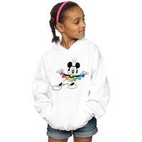 Disney Girl's Mickey Mouse Rainbow Chain Hoodie in White | Size: 3-4 Years