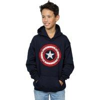 Marvel Boy's Avengers Captain America Scratched Shield Hoodie in Navy | Size: 3-4 Years