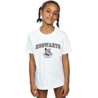 Harry Potter Girl's Hogwarts Crest Cotton T-Shirt in White | Size: 9 Years