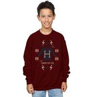 Harry Potter Boy's Christmas Knit Sweatshirt in Burgundy | Size: 7-8 Years