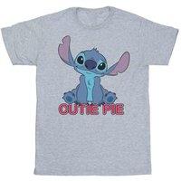Disney Girl's Lilo & Stitch Stitch Cutie Pie Cotton T-Shirt in Grey | Size: 3-4 Years