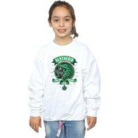 Harry Potter Girl's Slytherin Toon Crest Sweatshirt in White | Size: 12-13 Years