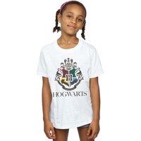 Harry Potter Girl's Hogwarts Crest Cotton T-Shirt in White | Size: 9 Years