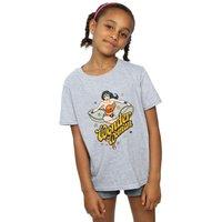 DC Comics Girl's Wonder Woman Stars Cotton T-Shirt in Grey | Size: 12-13 Years