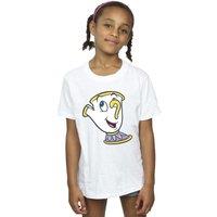 Disney Girl's Beauty & The Beast Chip Cotton T-Shirt in White | Size: 3-4 Years