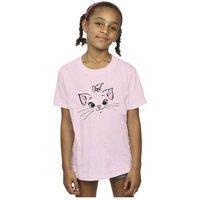 Disney Girl's Classics Marie Face Pocket Cotton T-Shirt in Baby Pink | Size: 3-4 Years