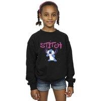 Disney Girl's Lilo & Stitch Graffiti Sweatshirt in Black | Size: 3-4 Years