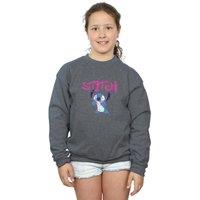 Disney Girl's Lilo & Stitch Graffiti Sweatshirt in Dark Grey | Size: 3-4 Years