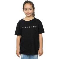 Friends Girl's Text Logo Cotton T-Shirt in Black | Size: 3-4 Years