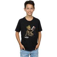 Marvel Boy's Guardians Of The Galaxy Groot Tape T-Shirt in Black | Size: 3-4 Years