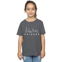 Friends Girl's Skyline Logo Cotton T-Shirt in Dark Grey | Size: 3-4 Years