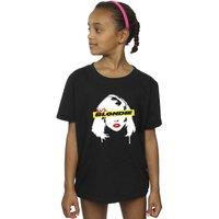 Blondie Girl's Face Graffiti Cotton T-Shirt in Black | Size: 3-4 Years
