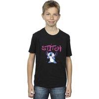 Disney Boy's Lilo & Stitch Graffiti T-Shirt in Black | Size: 3-4 Years