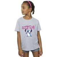 Disney Girl's Lilo & Stitch Graffiti Cotton T-Shirt in Grey | Size: 3-4 Years