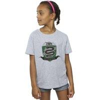 Harry Potter Girl's Slytherin Chest Badge Cotton T-Shirt in Grey | Size: 3-4 Years