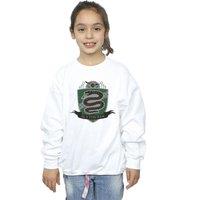 Harry Potter Girl's Slytherin Chest Badge Sweatshirt in White | Size: 5-6 Years
