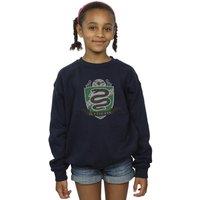 Harry Potter Girl's Slytherin Chest Badge Sweatshirt in Navy | Size: 9 Years